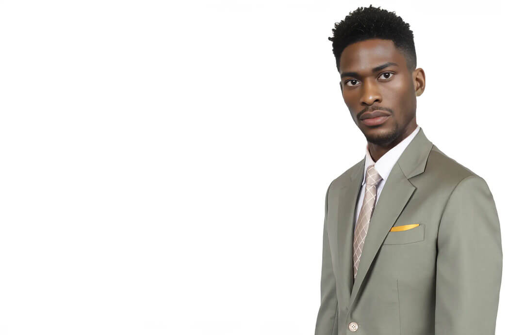 Man in sage sartoro suit.