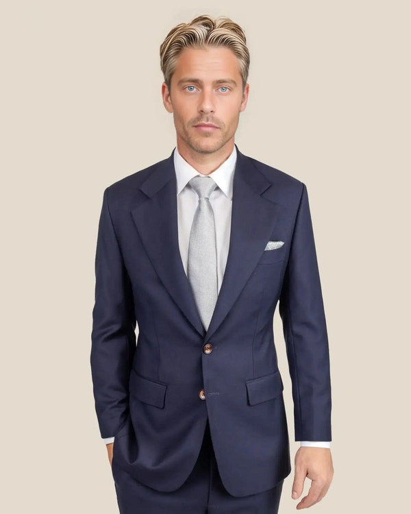 man in navy blue suit