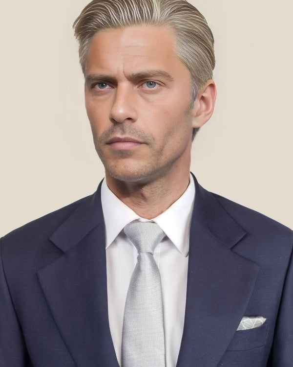 bust of man in blue suit
