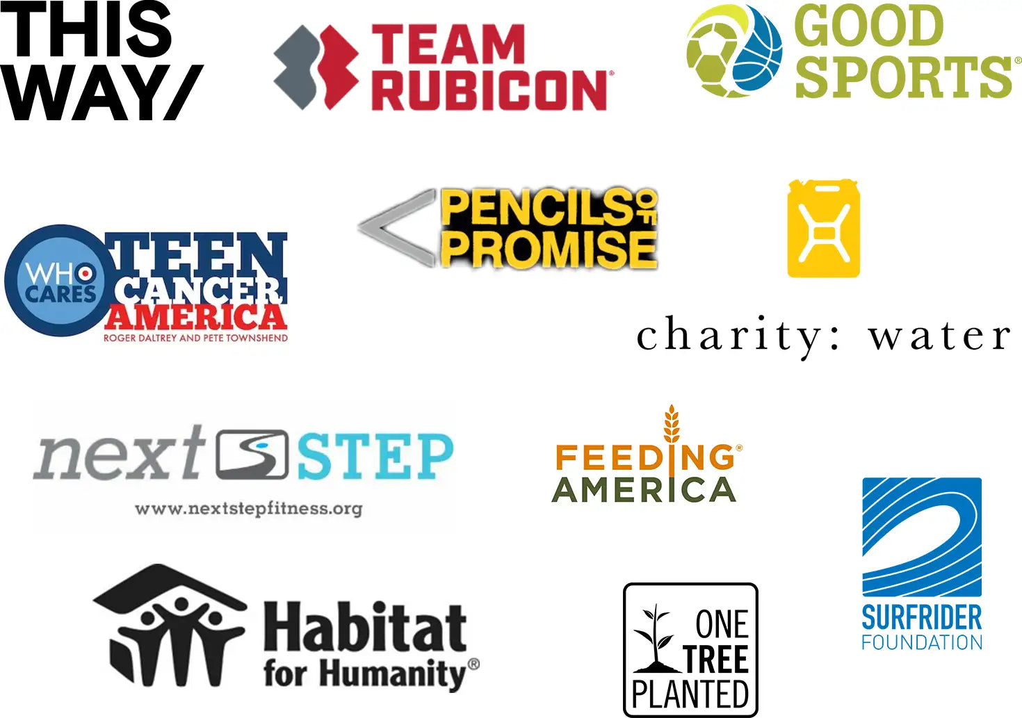 logos of various charities we work with