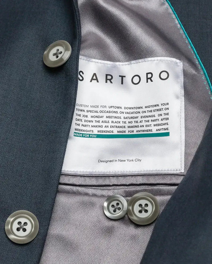 interior macro image of the sartoro suit patch on a jacket