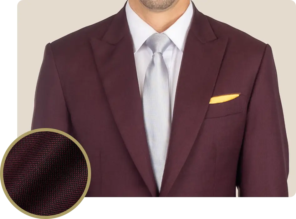 burgundy suit bust