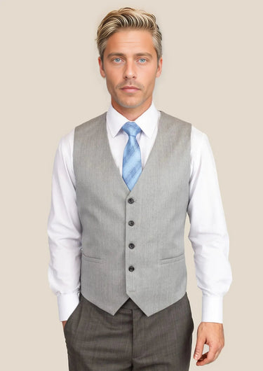 Glacier Grey Twill Vest - SARTORO