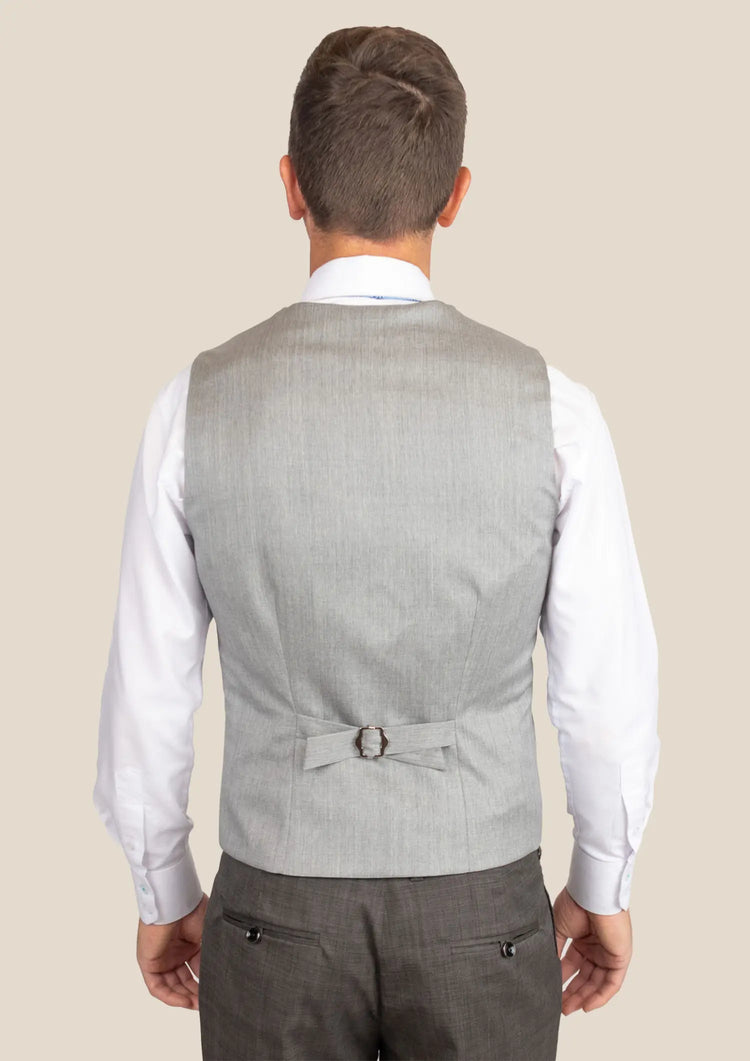 Glacier Grey Twill Vest - SARTORO