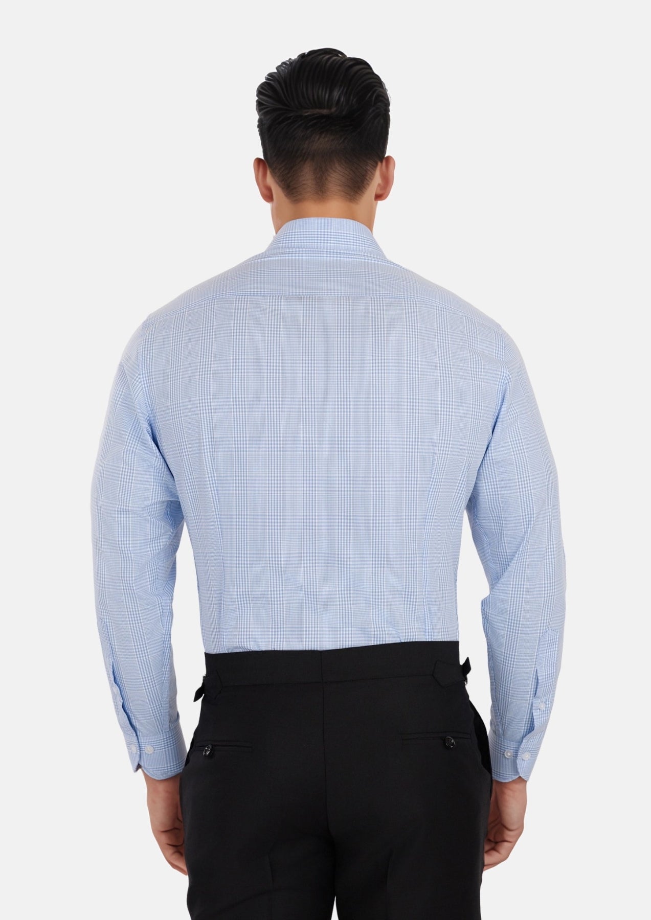 Glen Plaid Light Blue Shirt - SARTORO