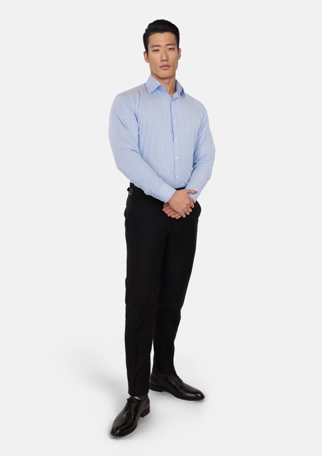 Glen Plaid Light Blue Shirt - SARTORO