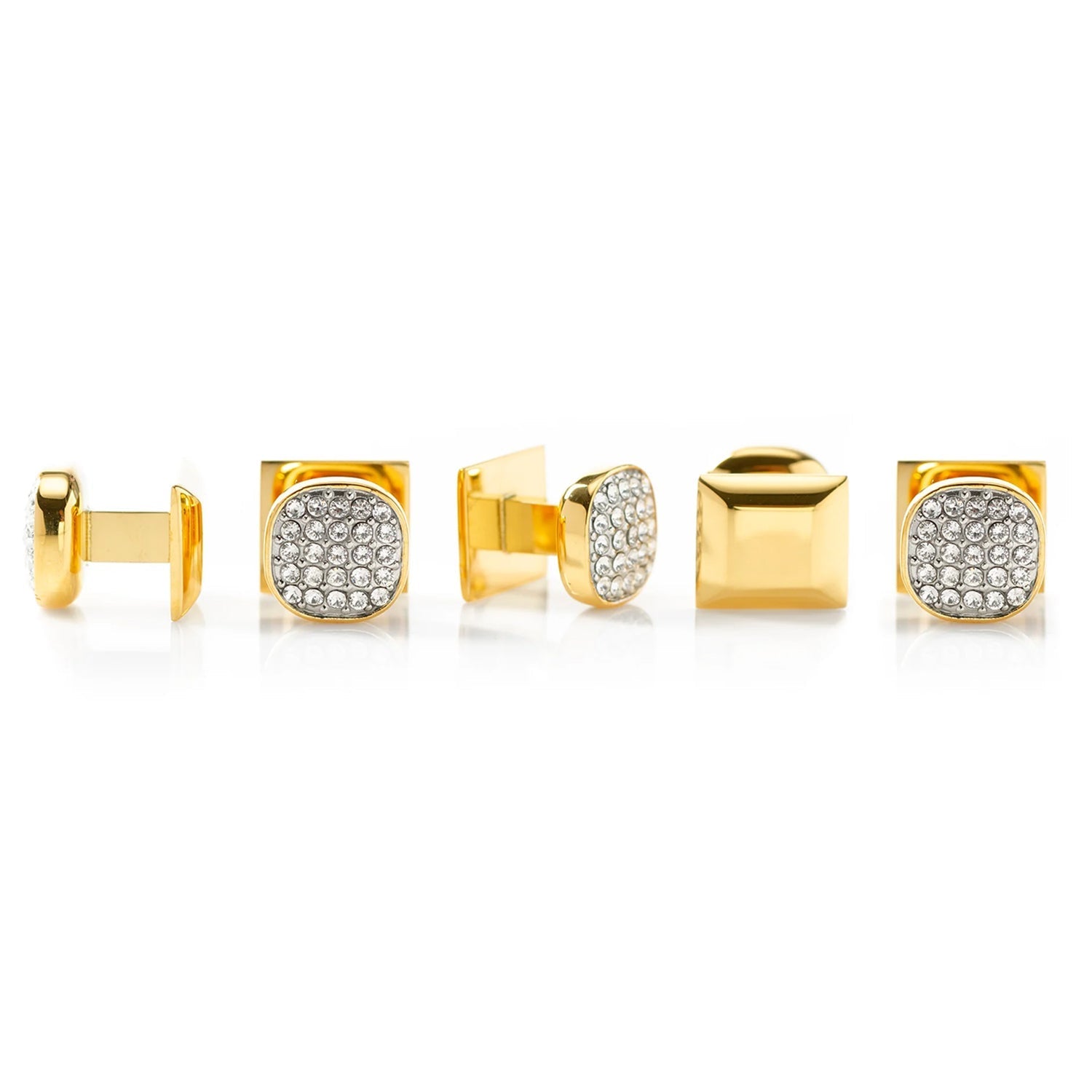 Gold Stainless Steel White Pave Crystal 5-Stud Set - SARTORO118