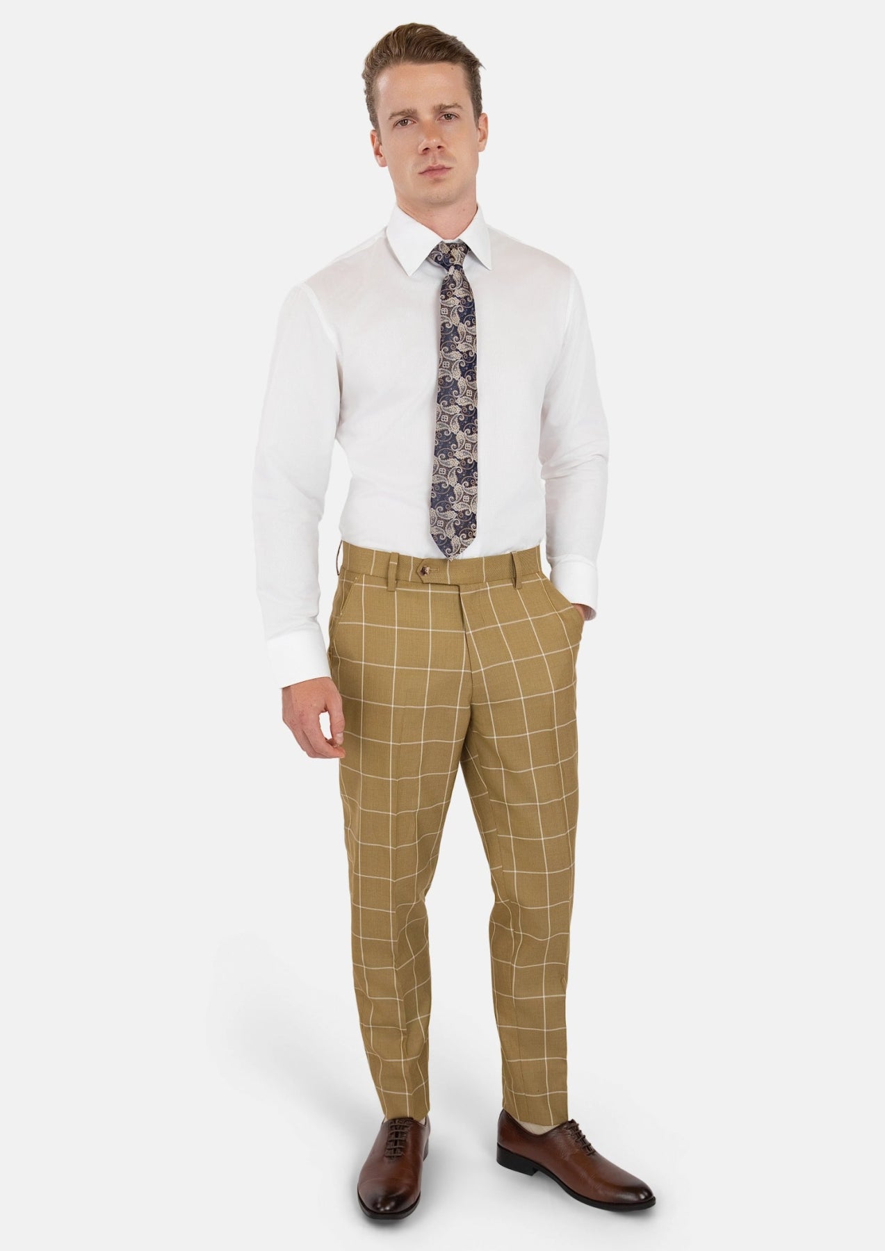 Gold Windowpane Pants - SARTORO