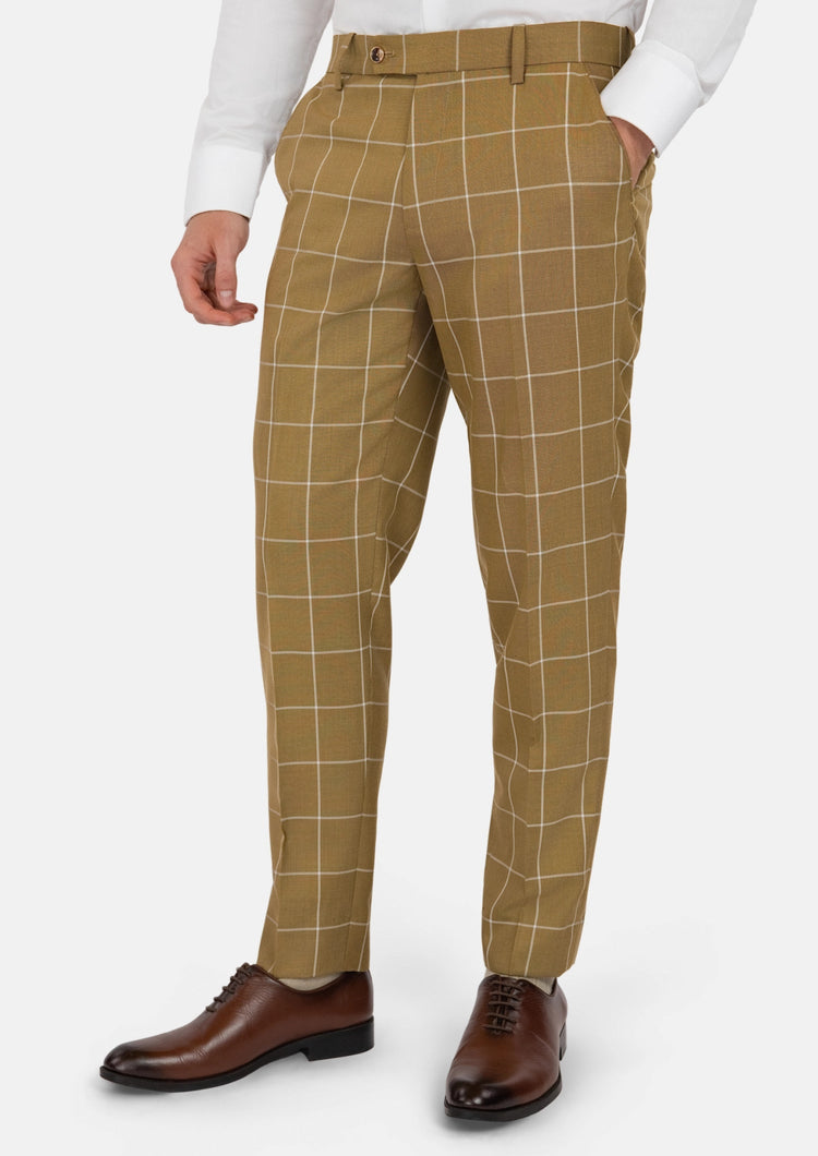 Gold Windowpane Pants - SARTORO400