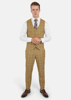 Gold Windowpane Vest - SARTORO132