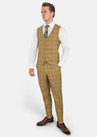 Gold Windowpane Vest - SARTORO308