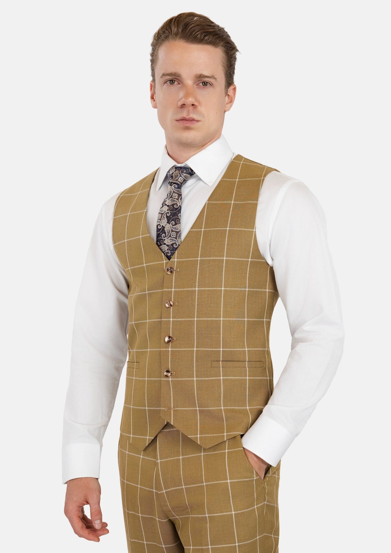 Gold Windowpane Vest