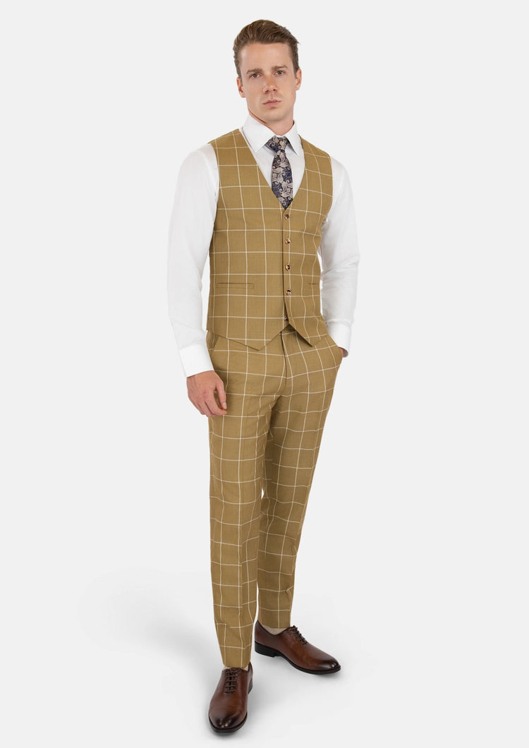 Gold Windowpane Vest - SARTORO39