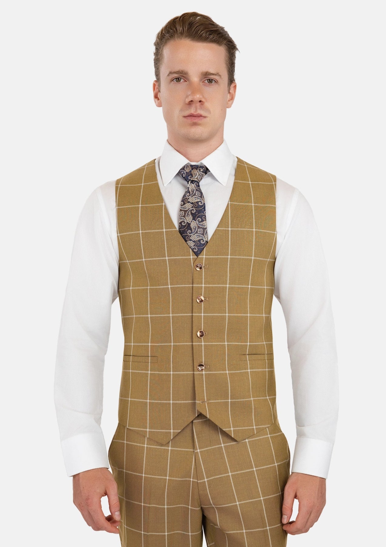 Gold Windowpane Vest