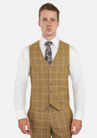Gold Windowpane Vest - SARTORO825