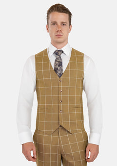 Gold Windowpane Vest - SARTORO
