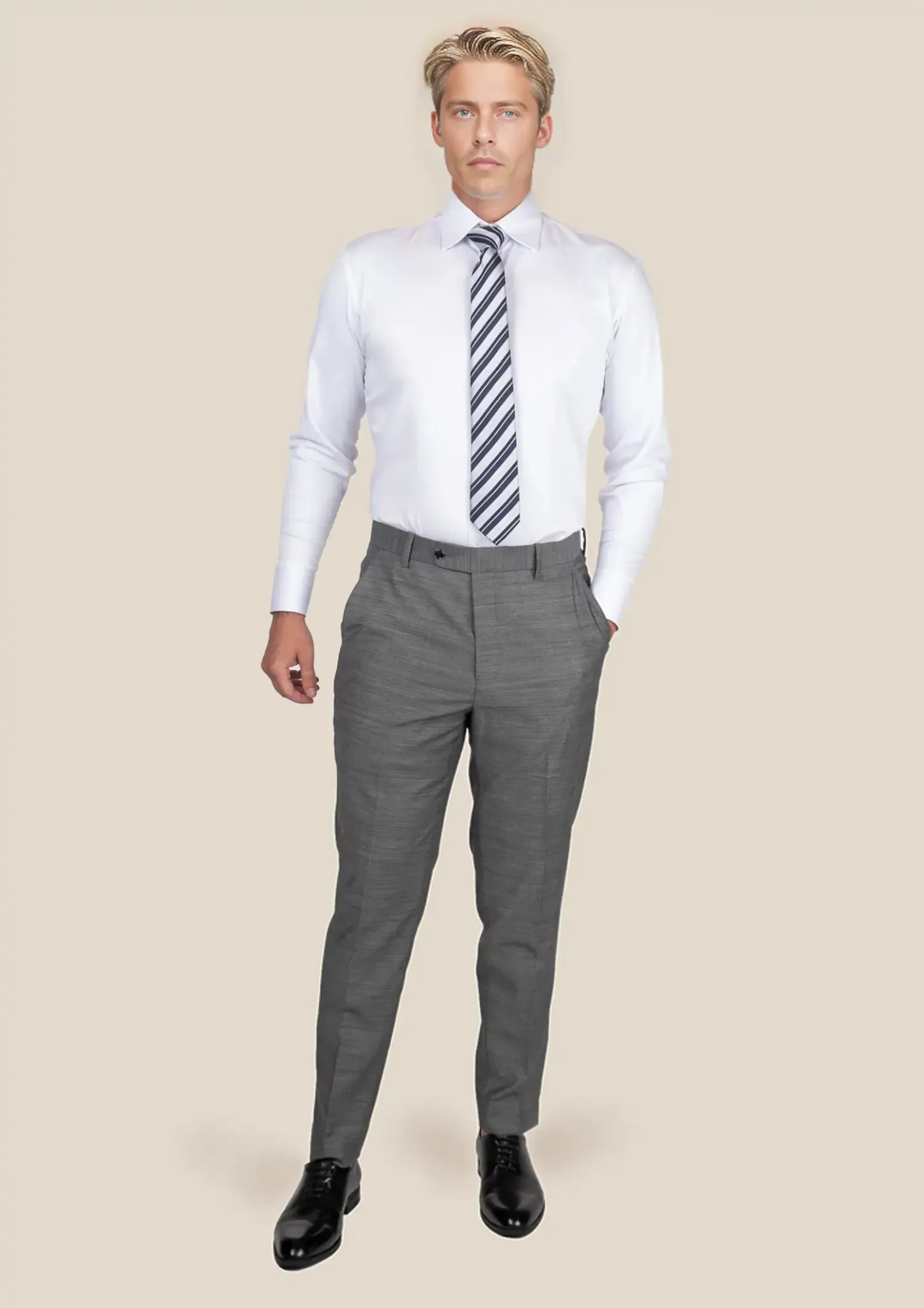 Granite Grey Birdseye Pants - SARTORO