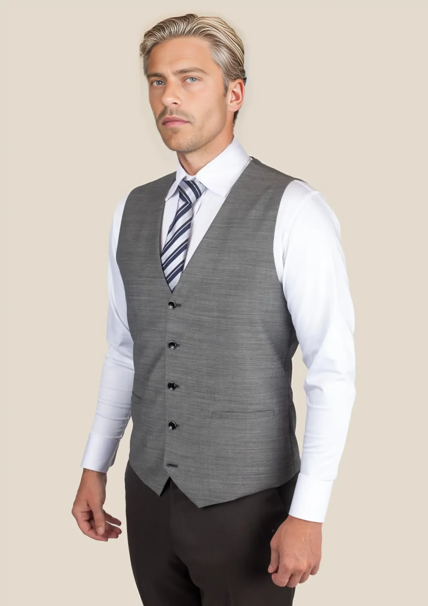 Granite Grey Birdseye Vest - SARTORO
