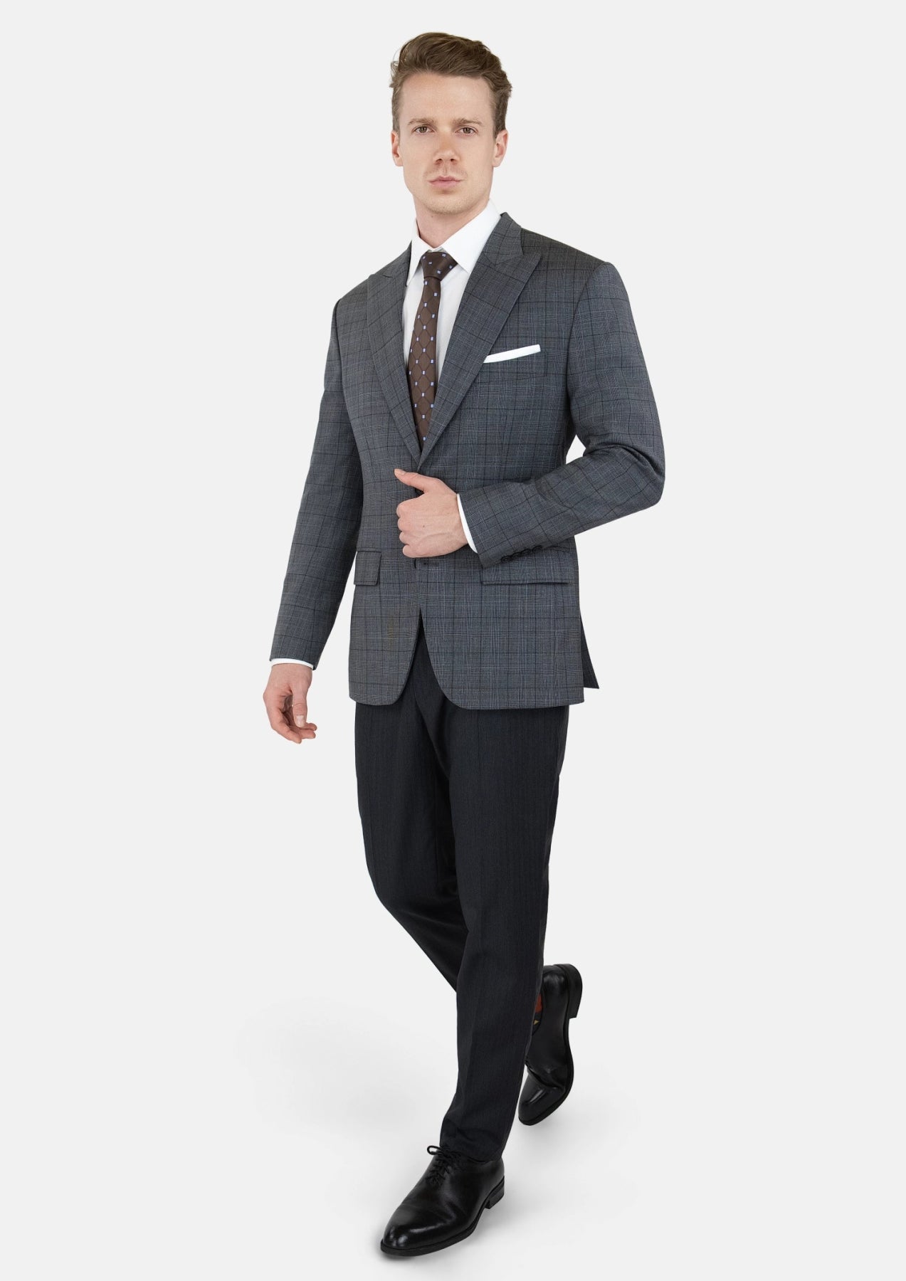 Graphite Grey Prince Of Wales Jacket - SARTORO323