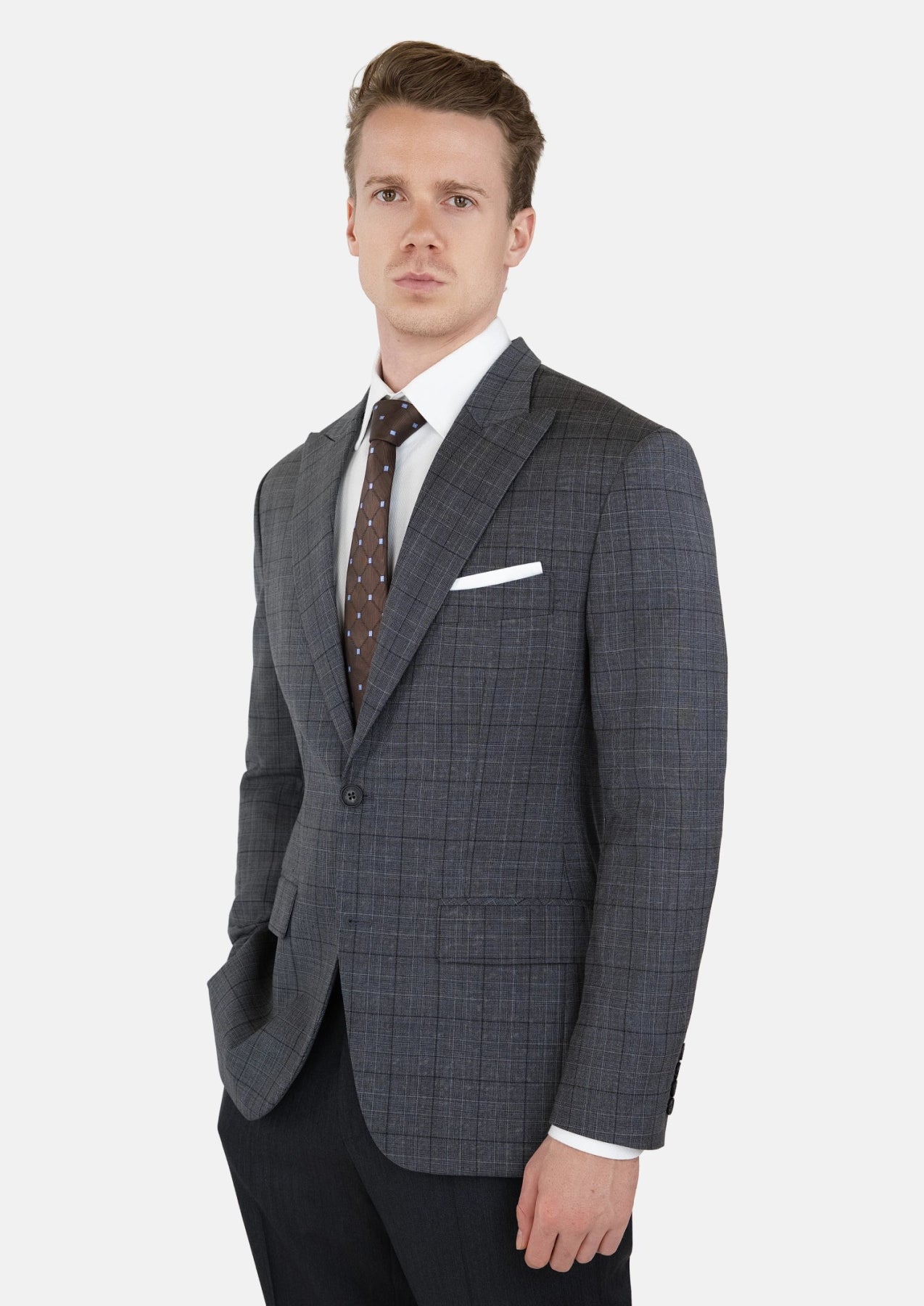 Graphite Grey Prince Of Wales Jacket - SARTORO730