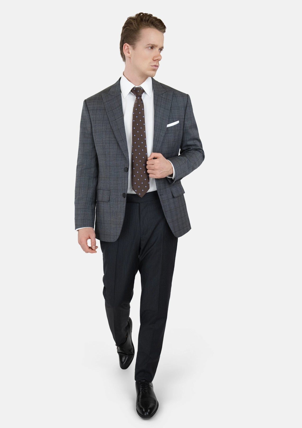 Graphite Grey Prince Of Wales Jacket - SARTORO613