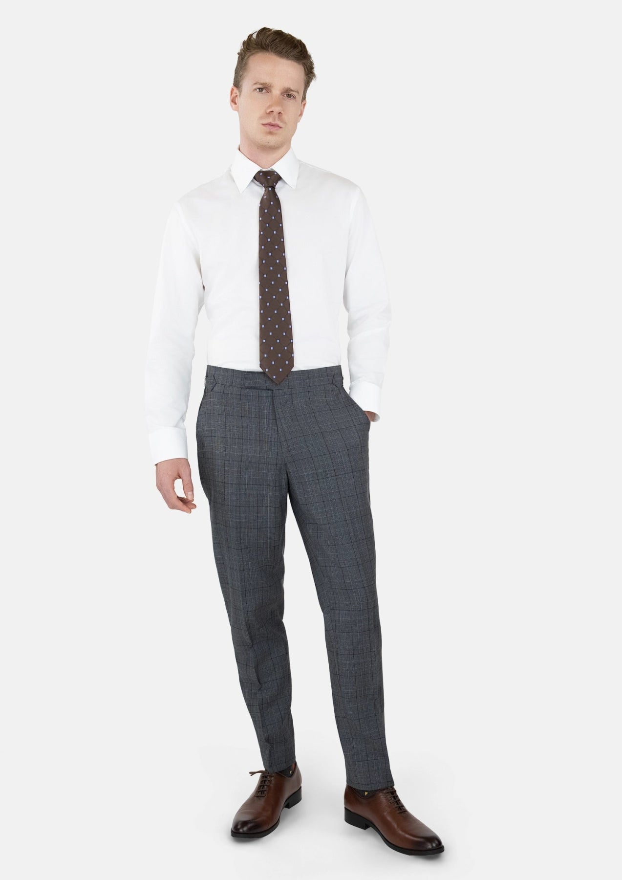 Graphite Grey Prince Of Wales Pants - SARTORO576