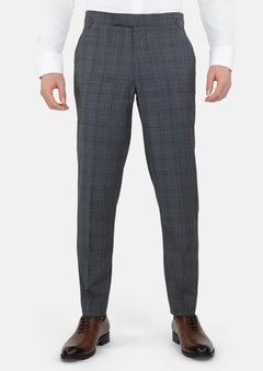 Graphite Grey Prince Of Wales Pants - SARTORO