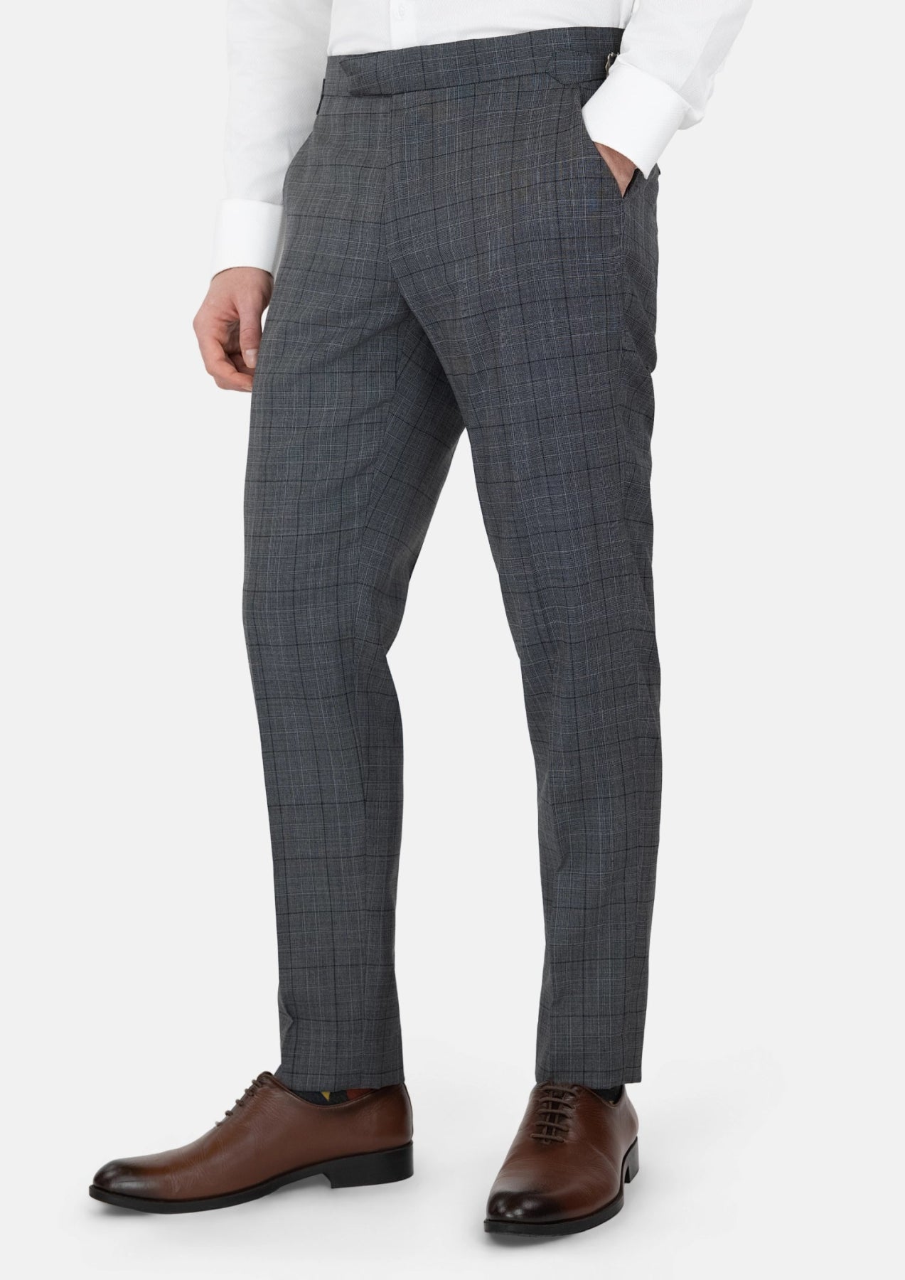 Graphite Grey Prince Of Wales Pants - SARTORO831