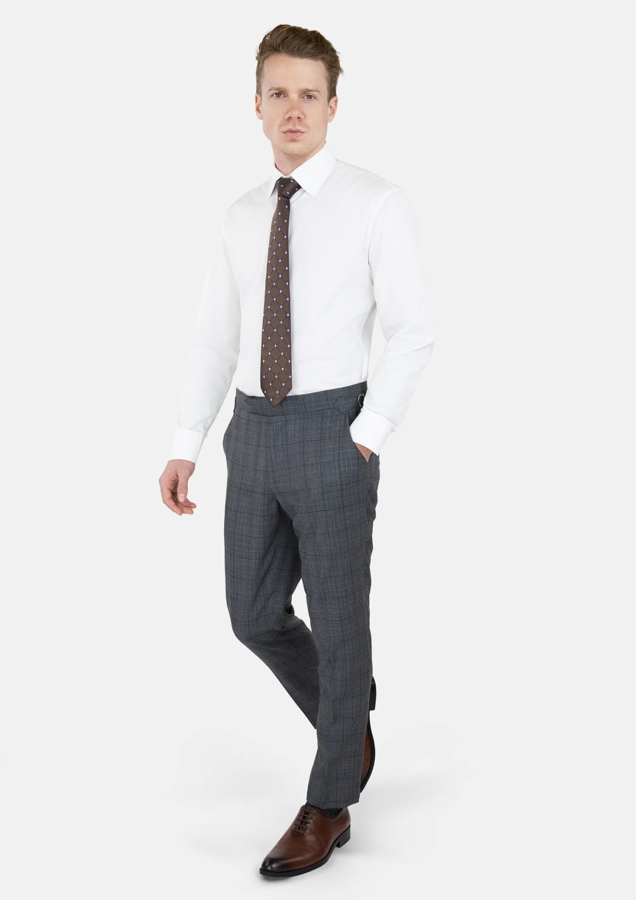 Graphite Grey Prince Of Wales Pants - SARTORO812