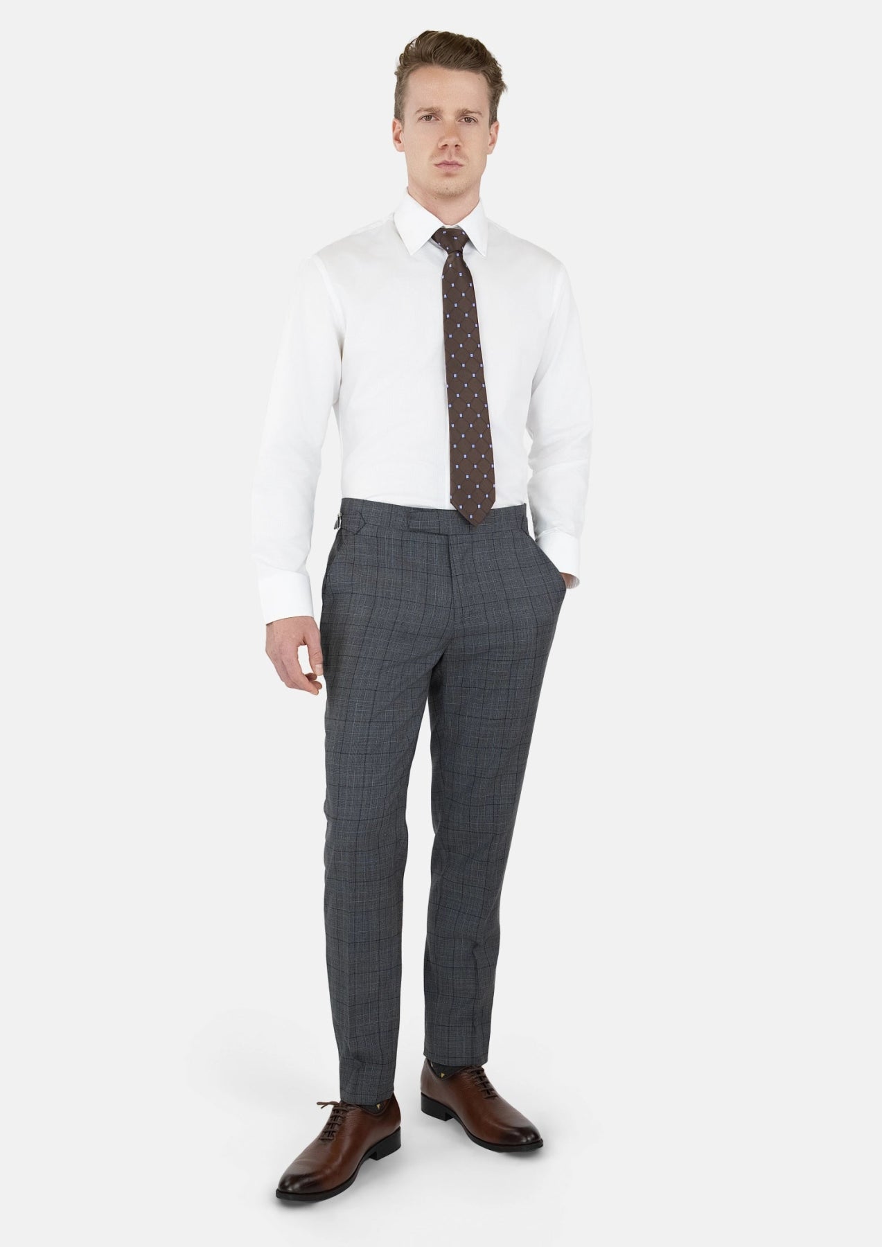 Graphite Grey Prince Of Wales Pants - SARTORO703