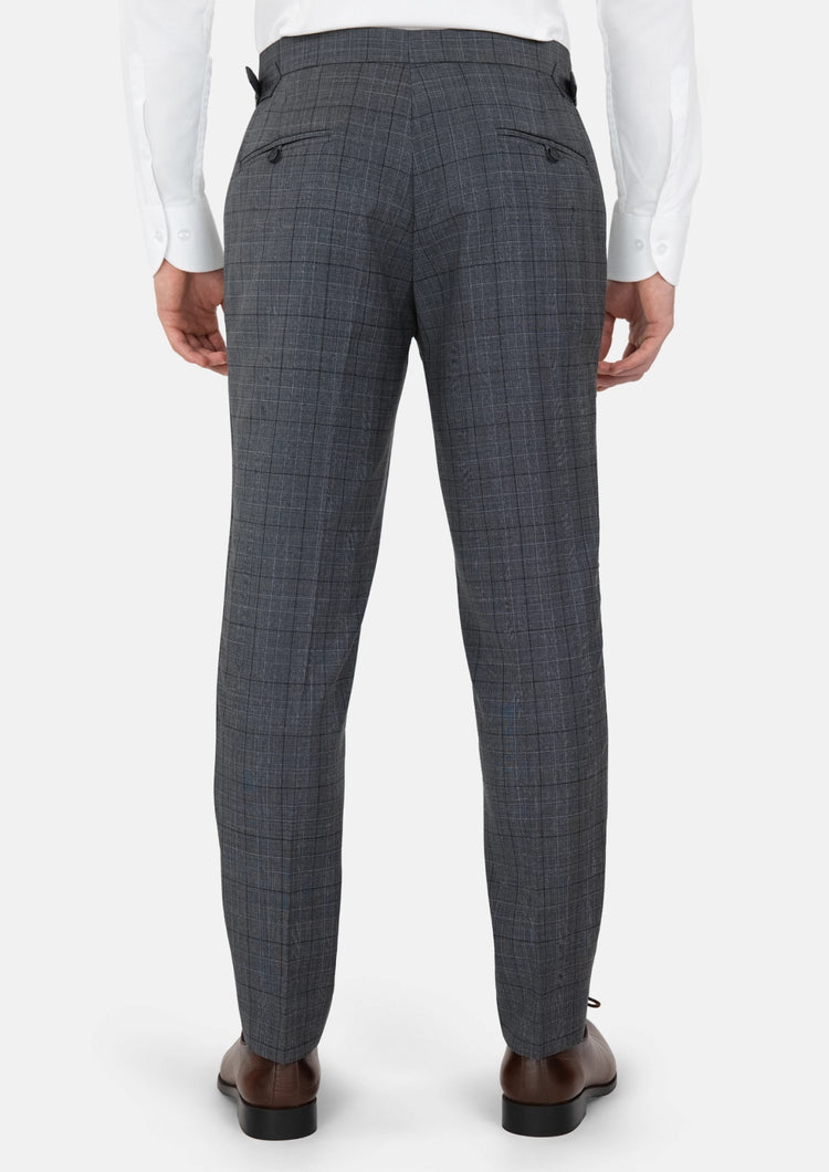 Graphite Grey Prince Of Wales Pants - SARTORO893