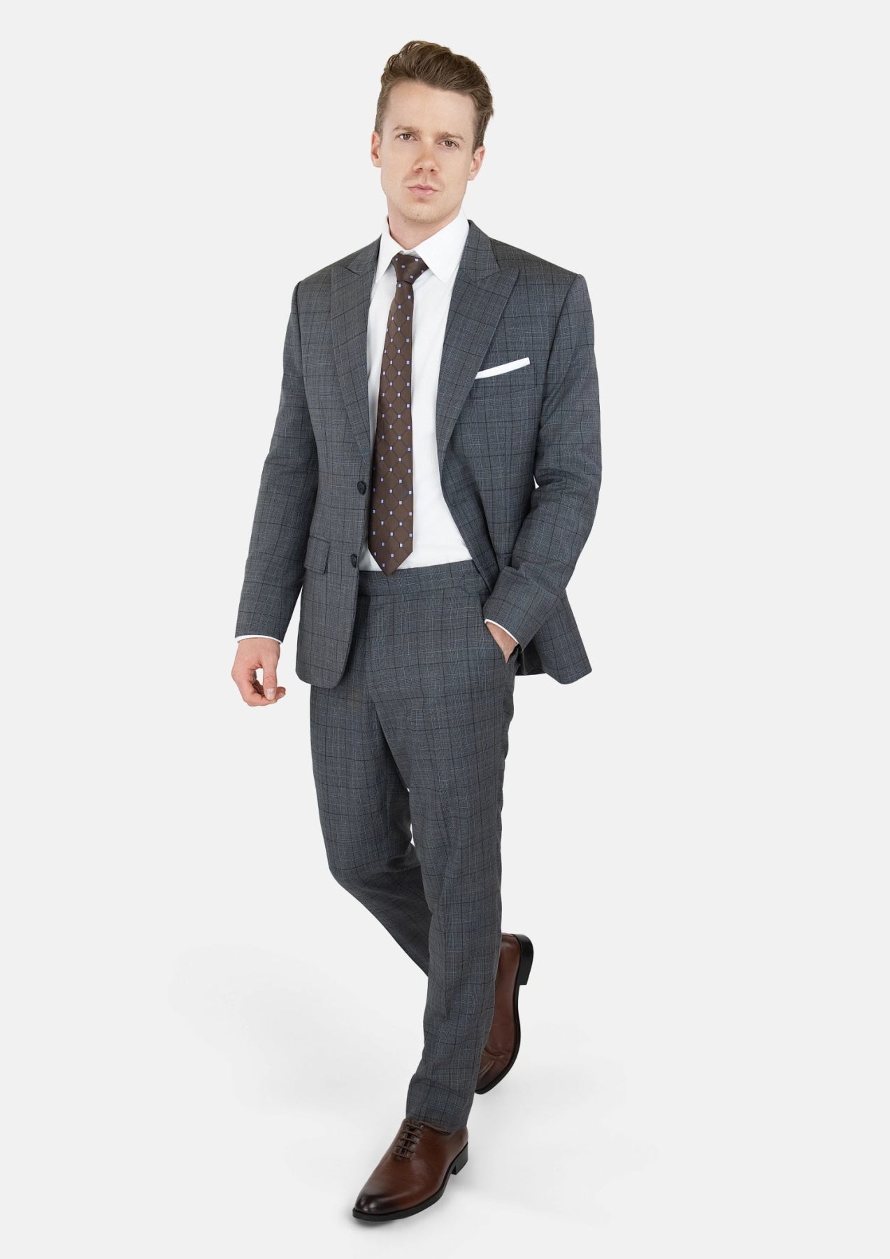 Graphite Grey Prince Of Wales Suit - SARTORO484
