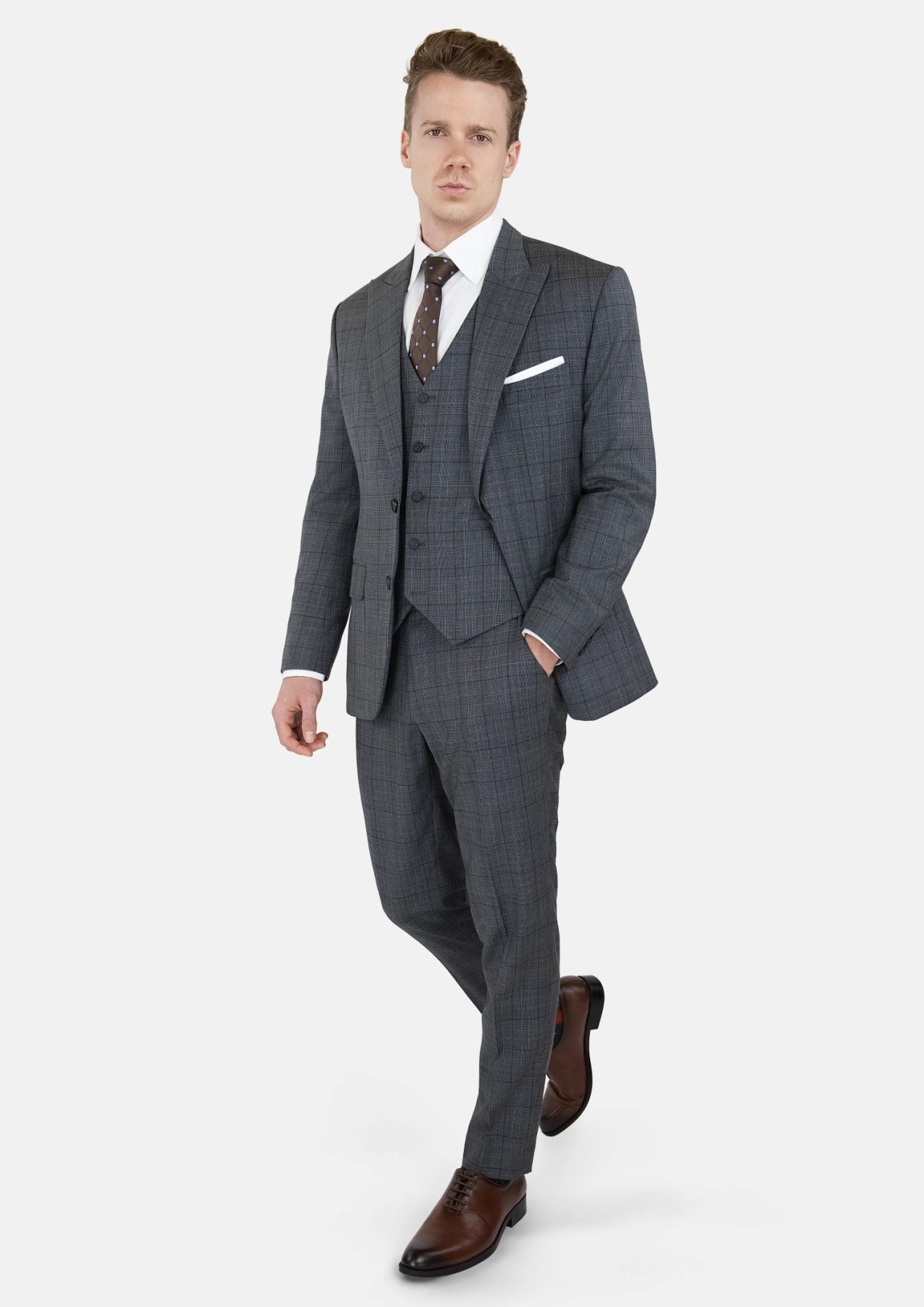 Graphite Grey Prince Of Wales Suit - SARTORO159