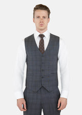 Graphite Grey Prince Of Wales Vest - SARTORO