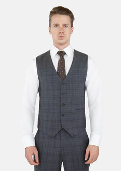 Graphite Grey Prince Of Wales Vest - SARTORO