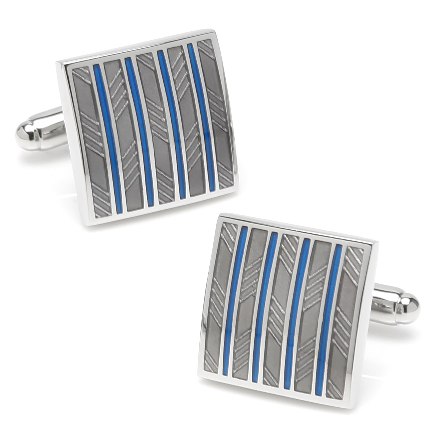Gray and Blue Striped Square Cufflinks875