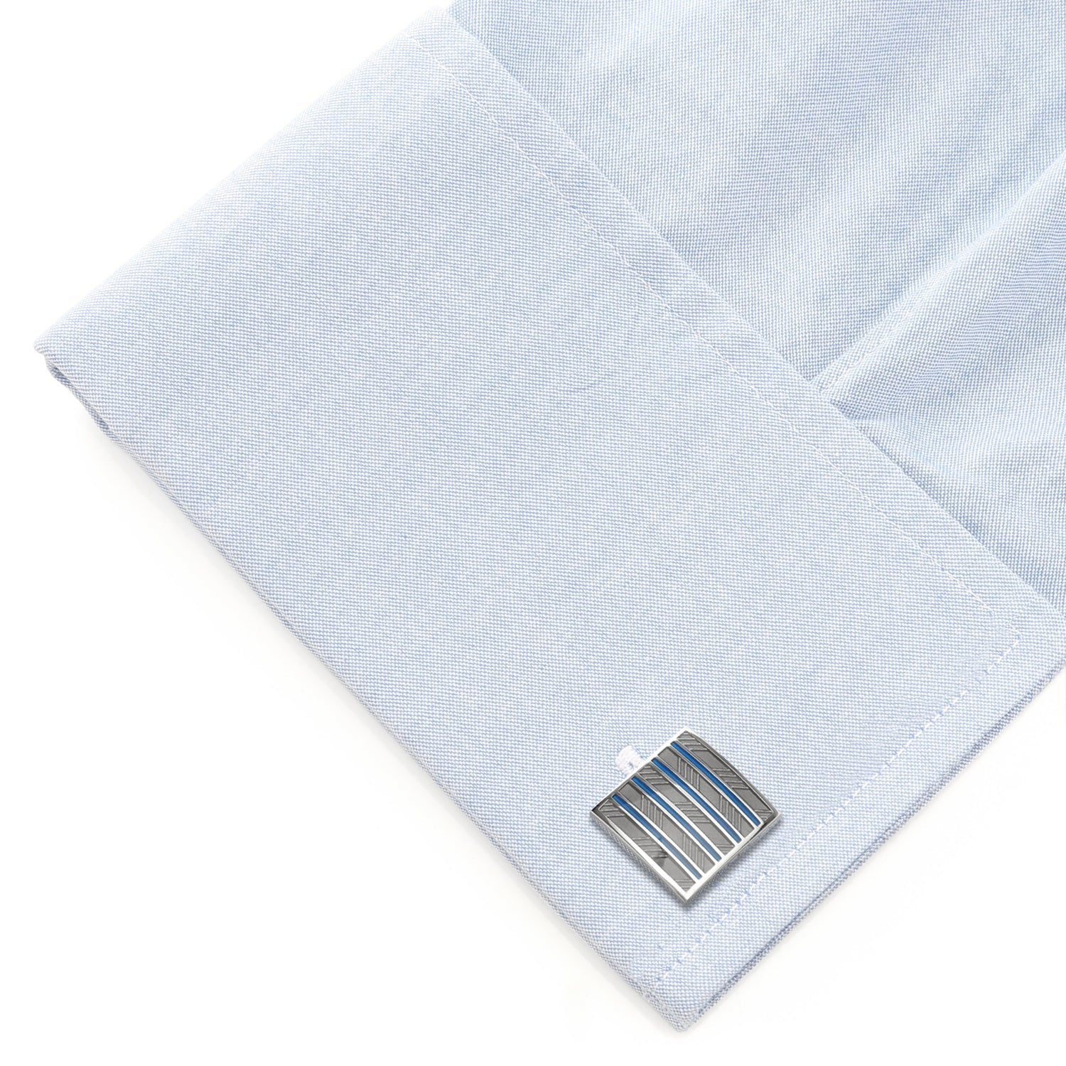 Gray and Blue Striped Square Cufflinks - SARTORO503