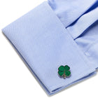 Green Clover Cufflinks and Tie Bar Gift Set - SARTORO224