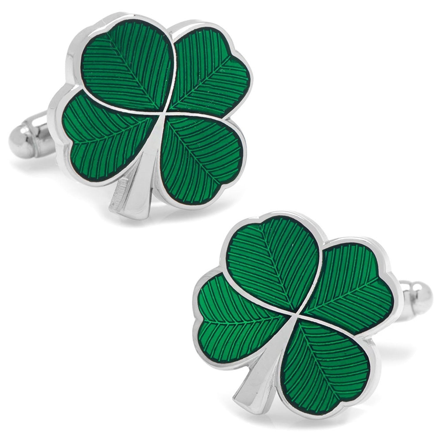 Green Clover Cufflinks and Tie Bar Gift Set - SARTORO344