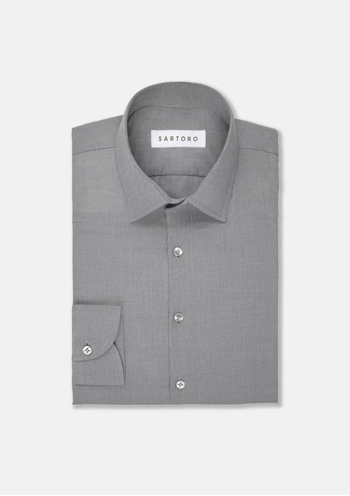 Grey Egyptian Cotton Broadcloth Shirt - SARTORO