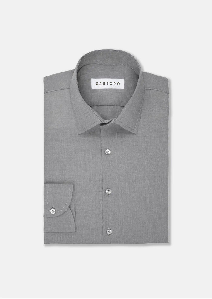 Grey Egyptian Cotton Broadcloth Shirt - SARTORO192