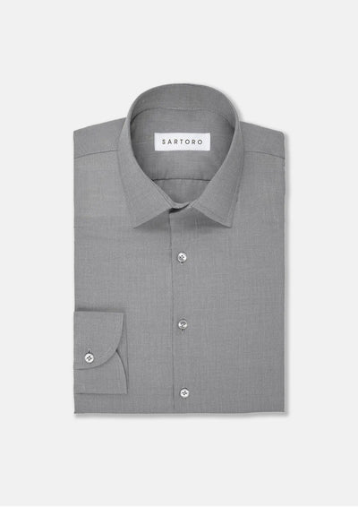Grey Egyptian Cotton Broadcloth Shirt - SARTORO