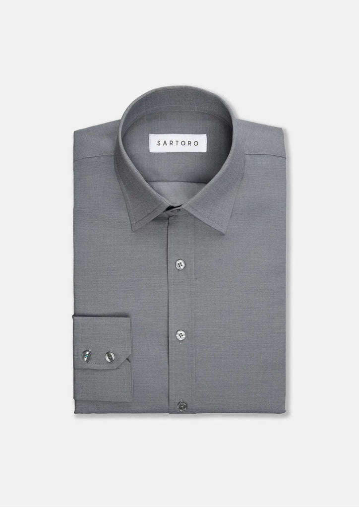 Grey Egyptian Cotton Broadcloth Shirt - SARTORO