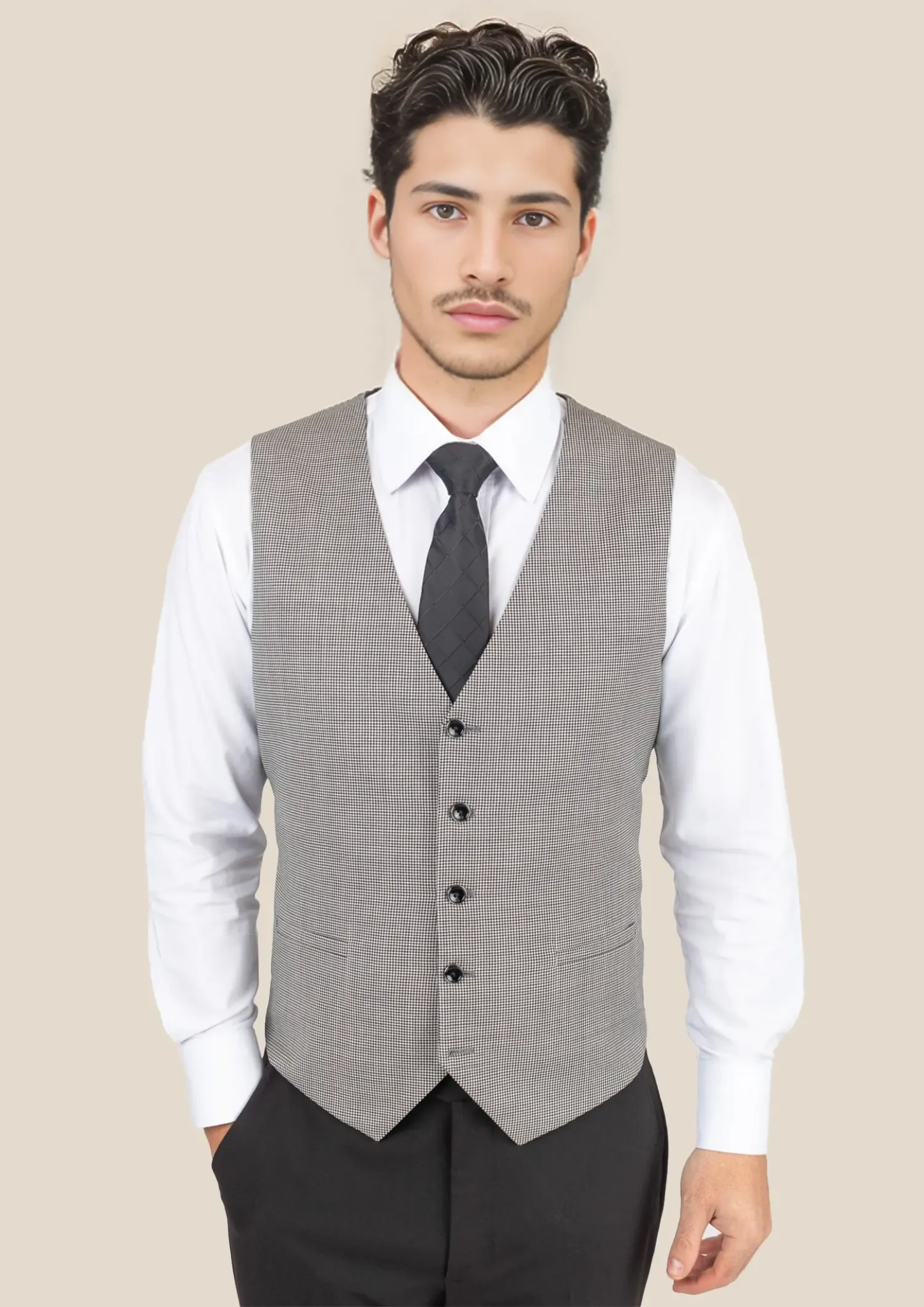 Grey Houndstooth Vest - SARTORO