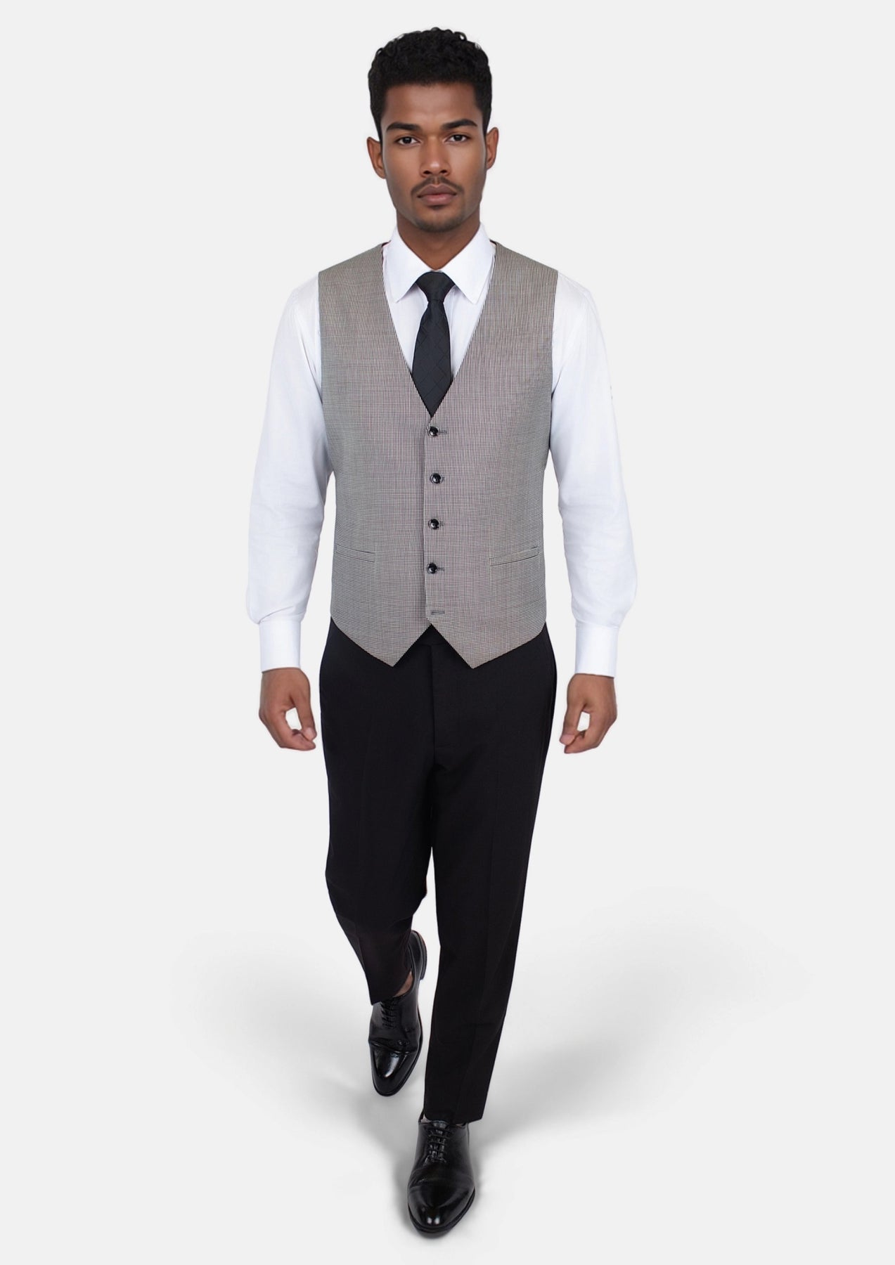 Grey Houndstooth Vest - SARTORO998