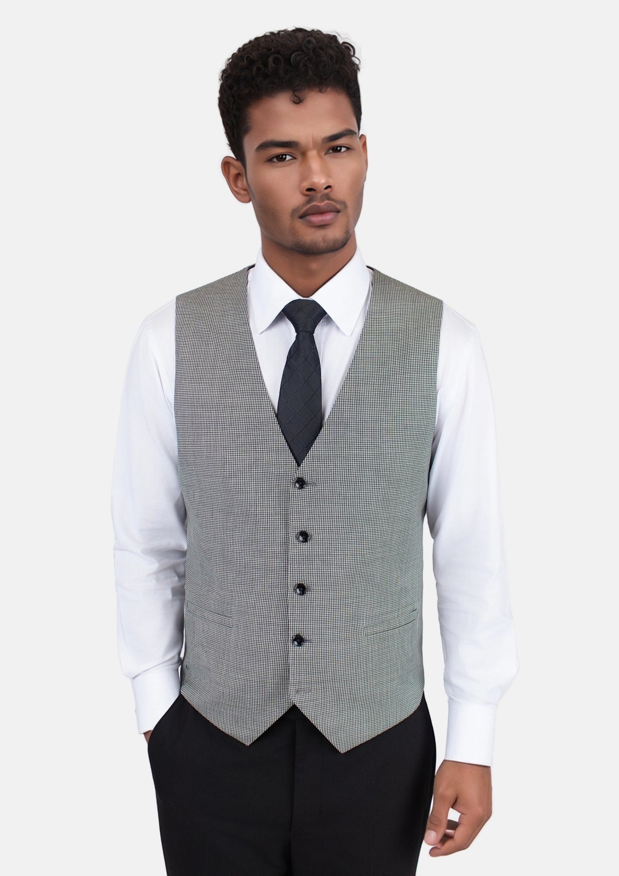 Grey Houndstooth Vest - SARTORO253