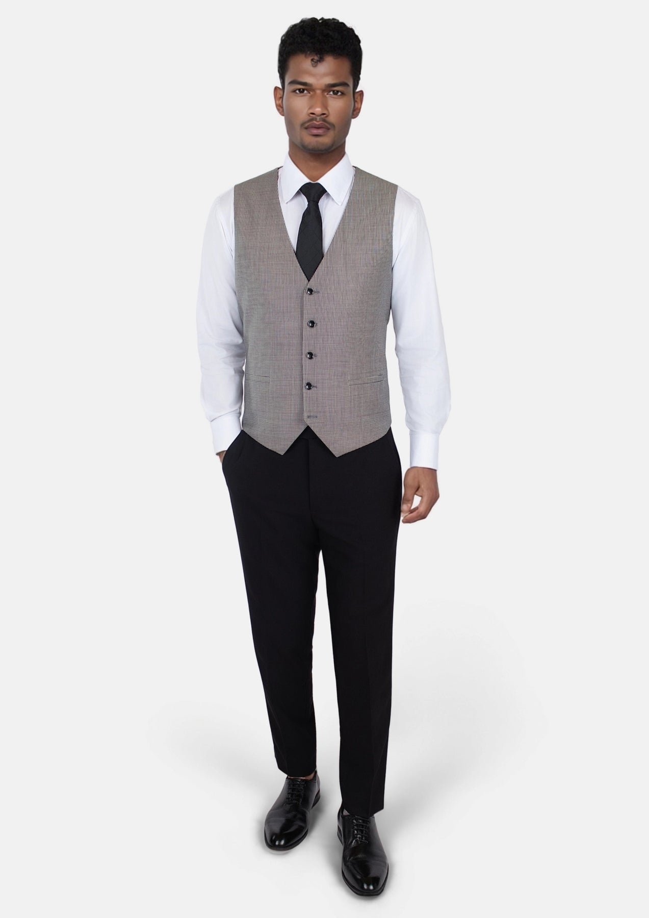 Grey Houndstooth Vest - SARTORO867