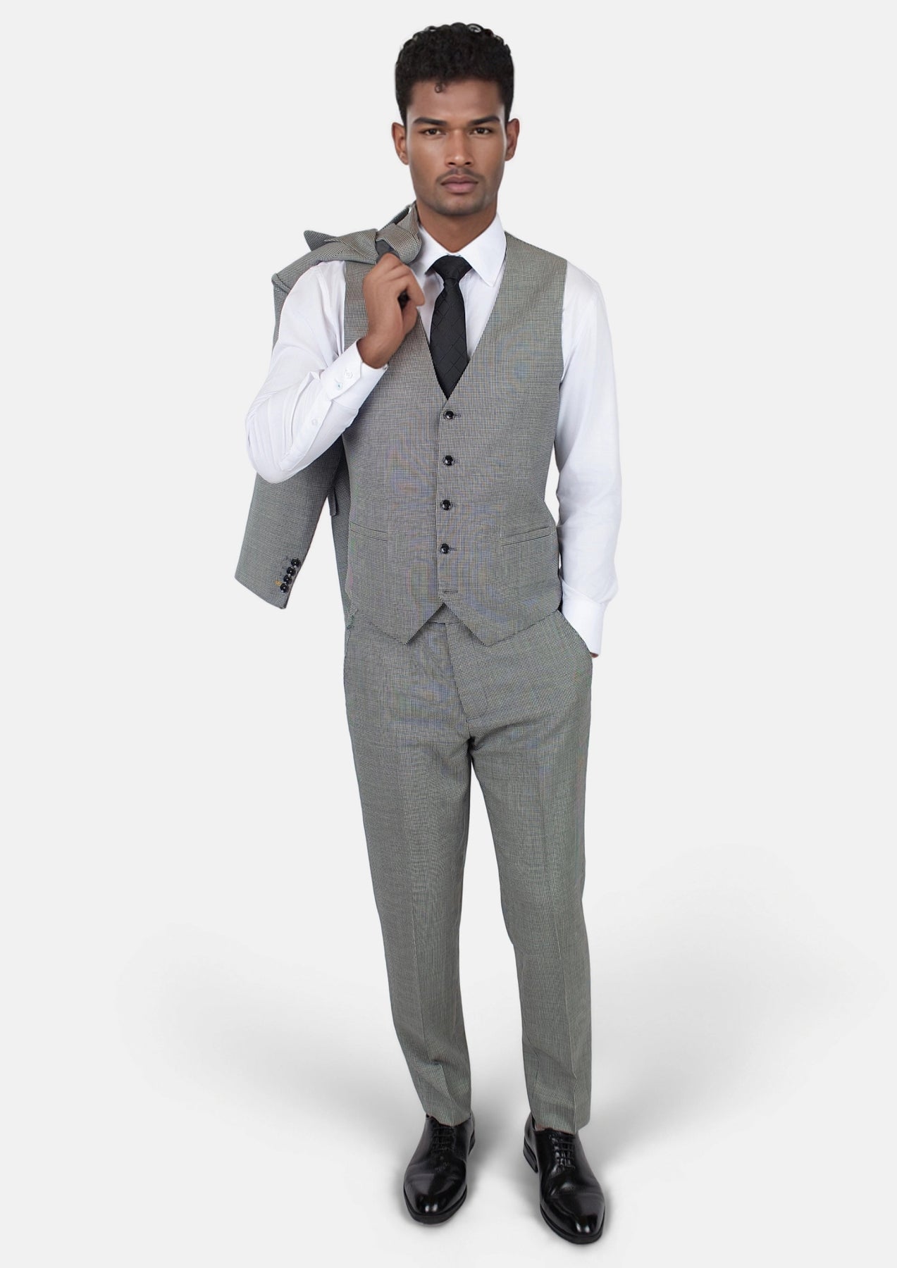 Grey Houndstooth Vest - SARTORO845