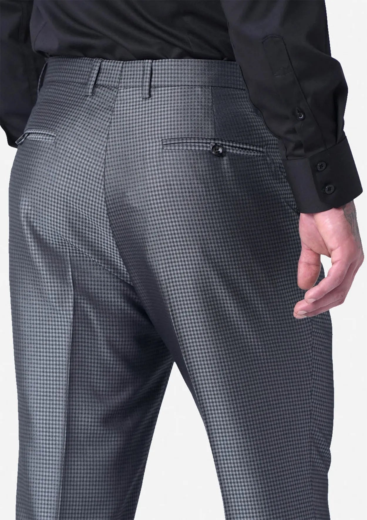 Grey Microcheck Pants - SARTORO