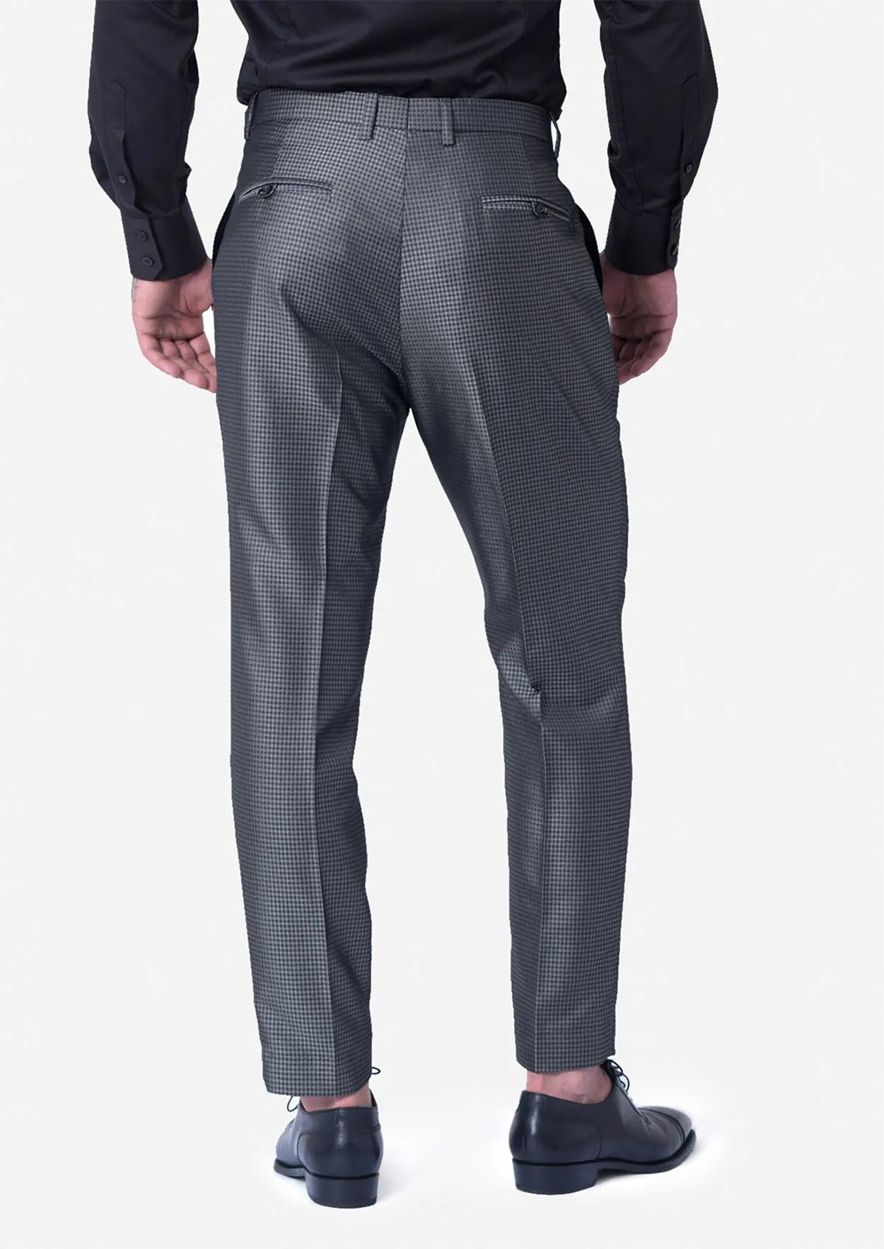 Grey Microcheck Pants - SARTORO
